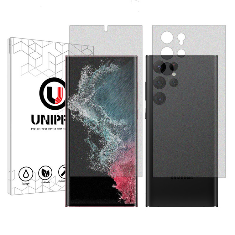 محافظ صفحه نمایش مات یونی پرو مدل Explosion Proof مناسب برای گوشی موبایل سامسونگ Galaxy S22 Ultra 5G به همراه محافظ پشت گوشی