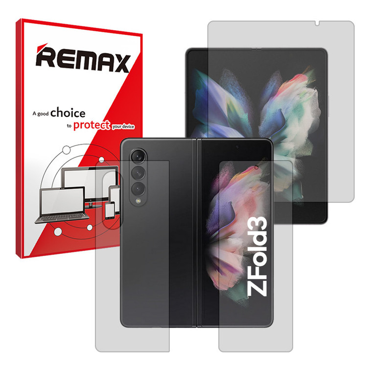 محافظ صفحه نمایش مات ریمکس مدل Resistant مناسب برای گوشی موبایل سامسونگ Galaxy Z Fold 3 به همراه محافظ پشت گوشی