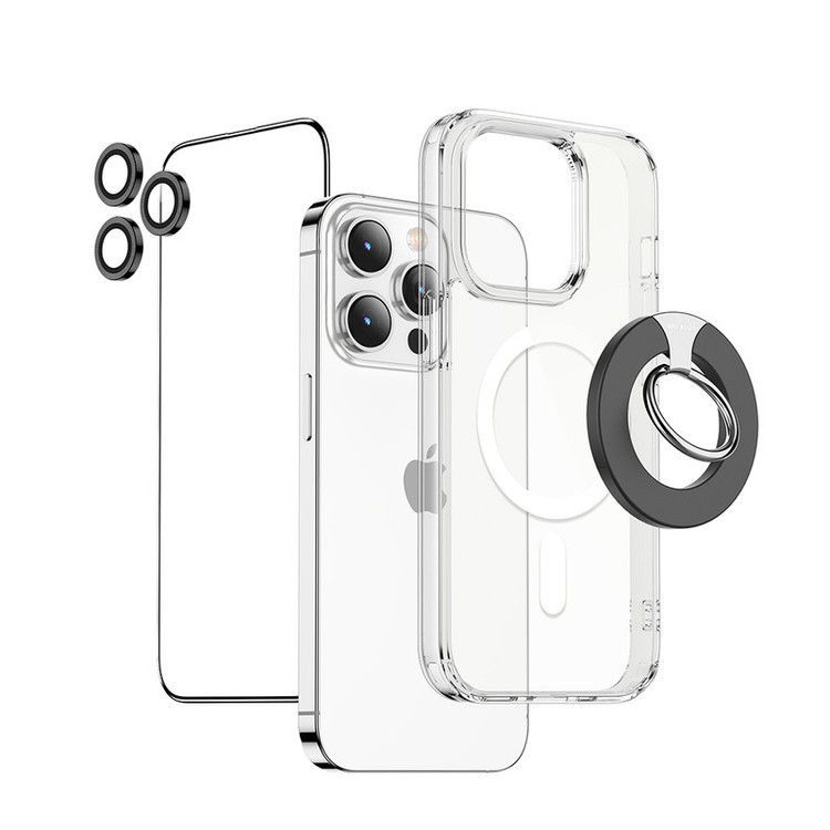 محافظ صفحه نمایش گرین مدل protection pack مناسب برای گوشی موبایل اپل iphone 14 pro max به همراه محافظ لنز و کاور و پایه نگهدارنده