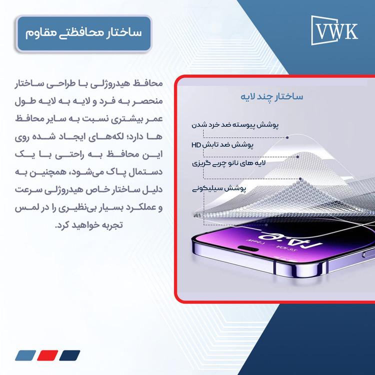 محافظ صفحه نمایش شفاف وی دبلیو کی مدل Tough مناسب برای گوشی موبایل وان پلاس 15 به همراه محافظ پشت گوشی