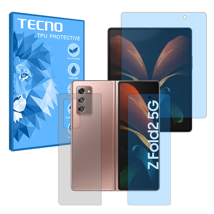 محافظ صفحه نمایش ضداشعه آبی تکنو مدل Resistant مناسب برای گوشی موبایل سامسونگ Galaxy Z Fold 2 به همراه محافظ پشت گوشی