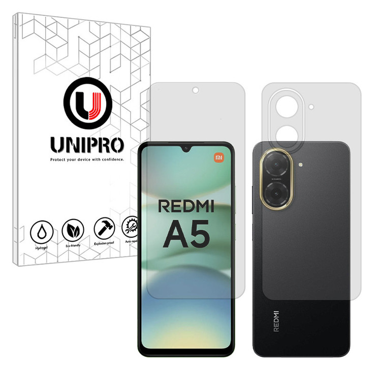 محافظ صفحه نمایش مات یونی پرو مدل Explosion Proof مناسب برای گوشی موبایل شیائومی Redmi A5 4G به همراه محافظ پشت گوشی