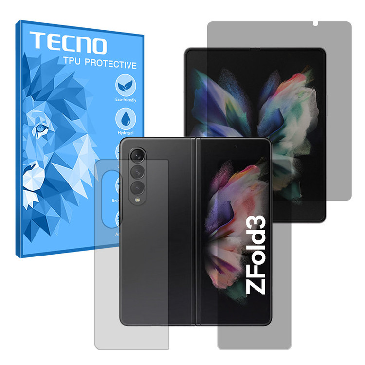 محافظ صفحه نمایش حریم شخصی تکنو مدل Resistant مناسب برای گوشی موبایل سامسونگ Galaxy Z Fold 3 به همراه محافظ پشت گوشی
