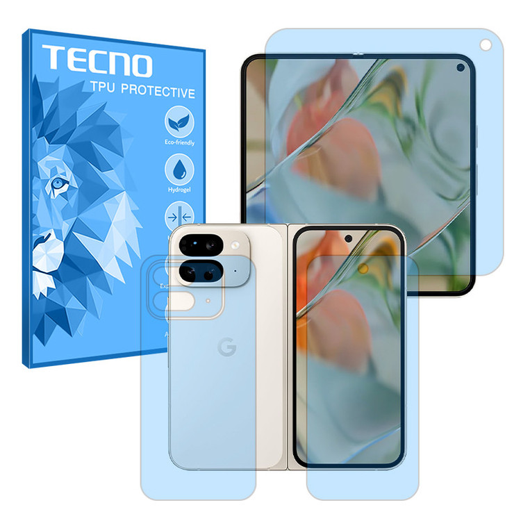 محافظ صفحه نمایش مات ضداشعه آبی تکنو مدل Resistant مناسب برای گوشی موبایل گوگل Pixel 9 Pro Fold به همراه محافظ پشت گوشی