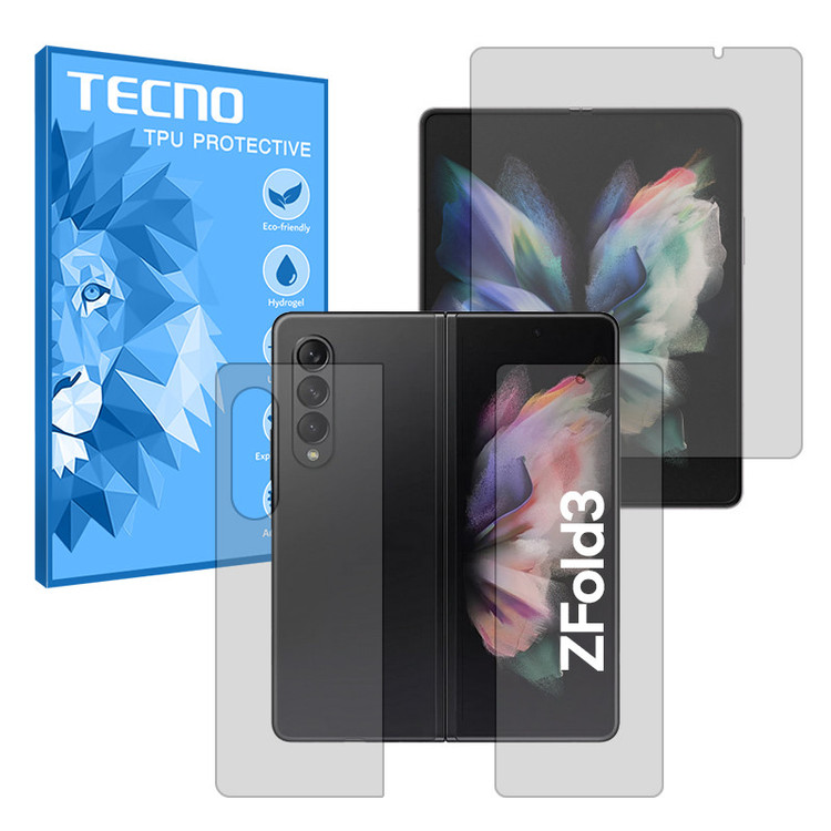 محافظ صفحه نمایش شفاف تکنو مدل Resistant مناسب برای گوشی موبایل سامسونگ Galaxy Z Fold 3 به همراه محافظ پشت گوشی