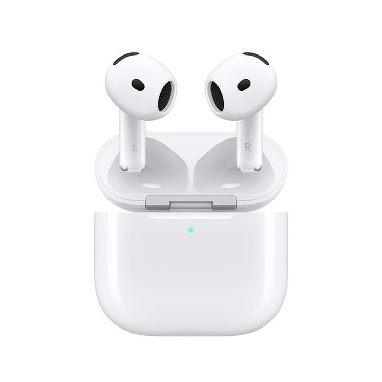 هدفون بلوتوثی اپل مدل AirPods 4 دارای نویز کنسلینگ، درگاه شارژ USB-Type-C و شارژ بی سیم، با قابلیت اتصال به چند دستگاه، پشتیبانی از فرمان لمسی و دستیار صوتی، نشانگر LED، مقاوم در برابر پاشش آب و گرد و غبار