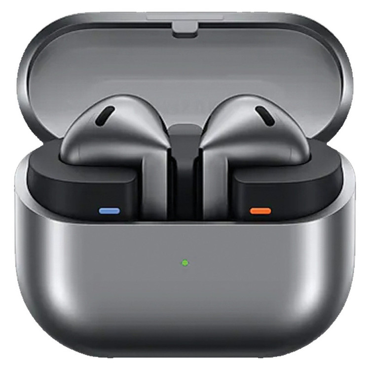 هدفون بلوتوثی سامسونگ مدل Galaxy Buds3 با نویز کنسلینگ فعال (ANC)، نویز کنسلینگ میکروفون (ENC)، درگاه شارژ USB Type-C، با قابلیت اتصال به چند دستگاه، دارای قابلیت صدای 360 درجه، Galaxy AI، میکروفون سه گانه، پشتیبانی از فرمان لمسی، ضد آب و گرد و غبار