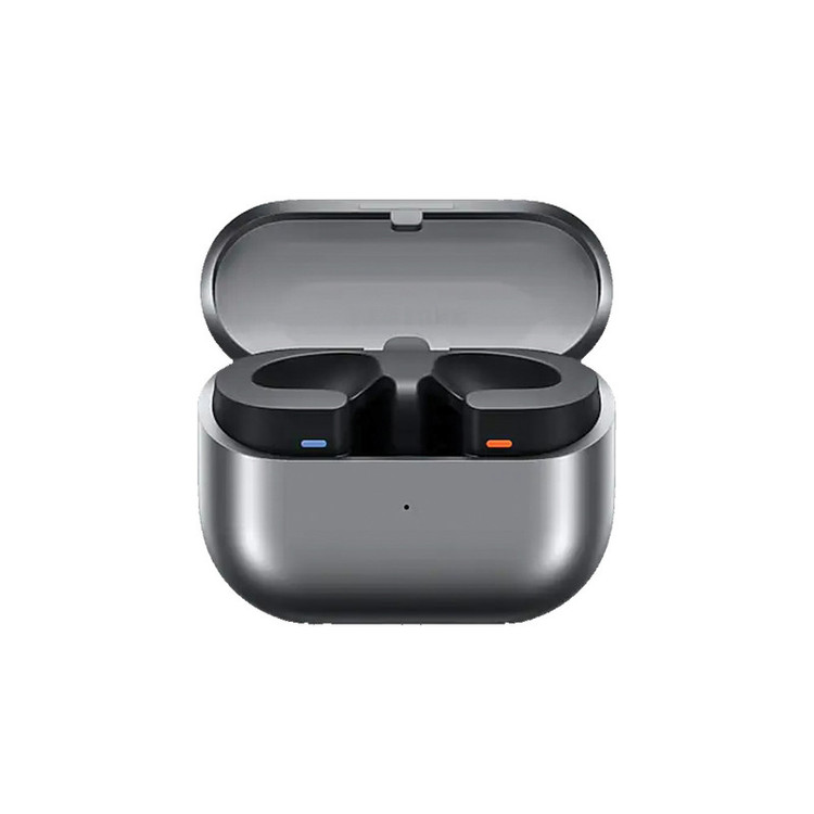 هدفون بلوتوثی سامسونگ مدل Galaxy Buds3 با نویز کنسلینگ فعال (ANC)، نویز کنسلینگ میکروفون (ENC)، درگاه شارژ USB Type-C، با قابلیت اتصال به چند دستگاه، دارای قابلیت صدای 360 درجه، Galaxy AI، میکروفون سه گانه، پشتیبانی از فرمان لمسی، ضد آب و گرد و غبار