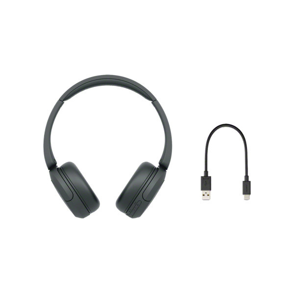 هدفون بلوتوثی سونی مدل WH-CH520 با نویز کنسلینگ فعال (ANC)، درگاه شارژ USB Type-C، دارای پشتیبانی از دستیار صوتی Google Assistant و Siri، طراحی چرخشی برای حمل و نگهداری آسان