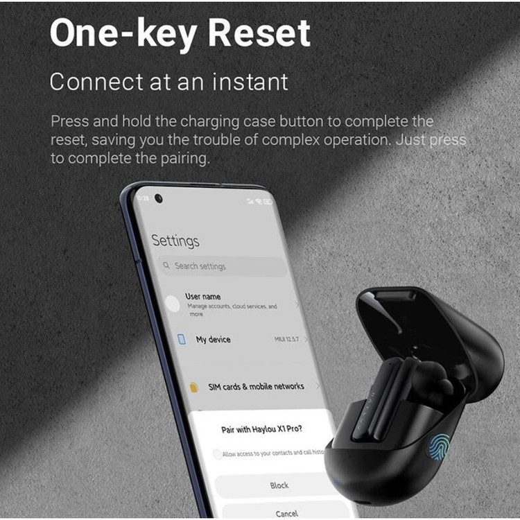 هدفون بلوتوثی هایلو مدل X1 Pro با نویز کنسلینگ فعال (ANC)، درگاه شارژ USB Type-C، دارای سه میکروفون در هر ایرباد، مقاوم در برابر پاشش آب (IPX4)