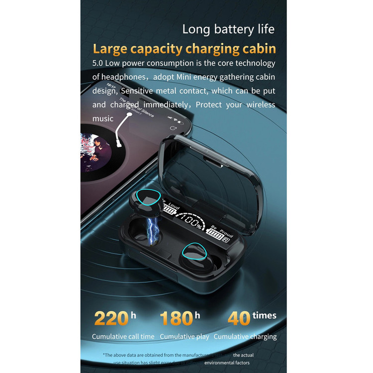 هدفون بلوتوثی مدل M10 بدون نویز کنسلینگ، درگاه شارژ microUSB، دارای نشانگر LED، قابلیت استفاده به عنوان پاوربانک