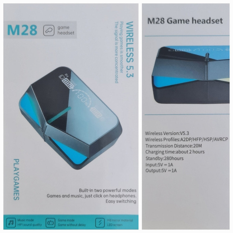 هدفون بلوتوثی گیمینگ مدل m28 playgames v5.3 2023