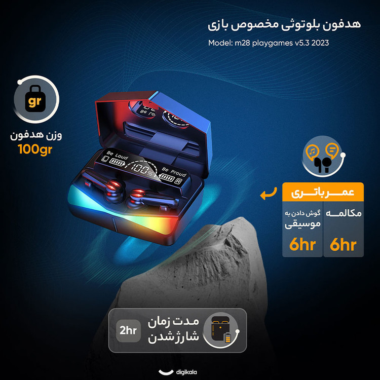 هدفون بلوتوثی گیمینگ مدل m28 playgames v5.3 2023