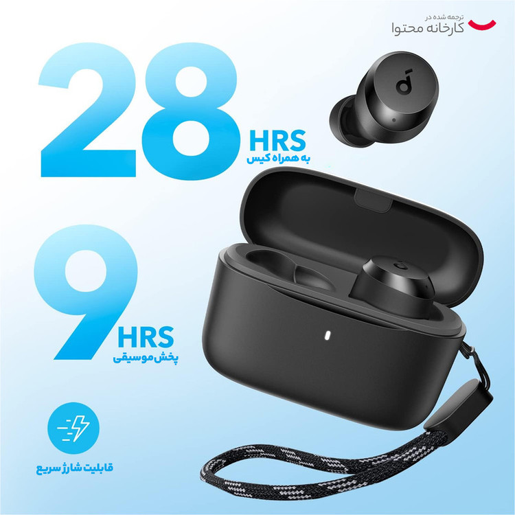 هدفون بلوتوثی انکر مدل Soundcore A20i، درگاه شارژ USB Type-C، مقاوم در برابر پاشش مستقیم آب و عرق