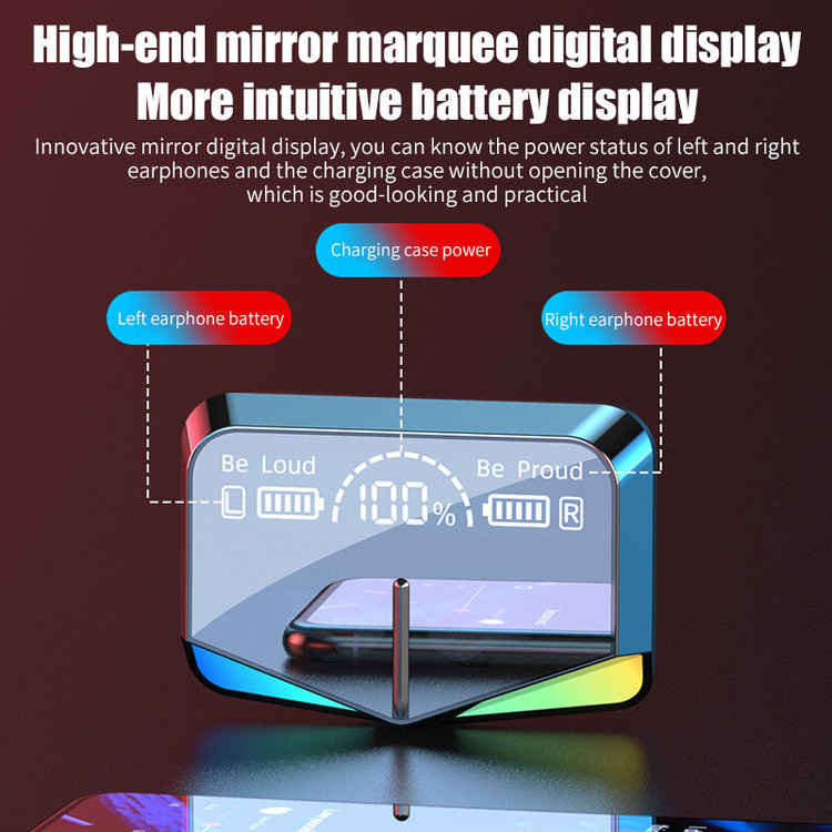 هدفون بلوتوثی مدل M28 بدون قابلیت نویز کنسلینگ، درگاه شارژ USB Type-C، دارای پشتیبانی از فرمان لمسی، دارای نمایشگر میزان شارژ روی محفظه