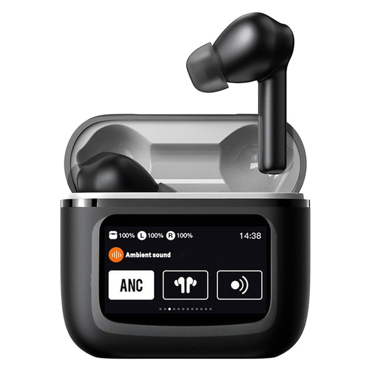 هدفون بلوتوثی لوکسار مدل T68 Pro با نویز کنسلینگ فعال (ANC)، نویز کنسلینگ میکروفون (ENC)، قابلیت پخش صدای محیطی (Transparency)، درگاه شارژ USB Type-C، دارای نمایشگر روی محفظه شارژ، پشتیبانی از فرمان لمسی، مقاوم در برابر رطوبت و عرق، استاندارد ضد آب IPX4
