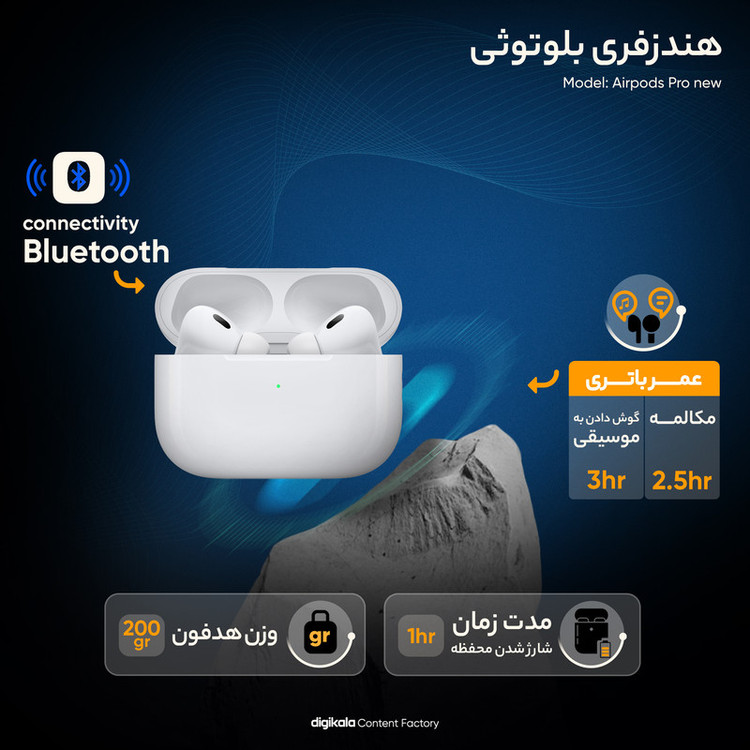 هدفون بلوتوثی مدل AirPods Pro 2nd Generation بدون قابلیت نویز کنسلینگ