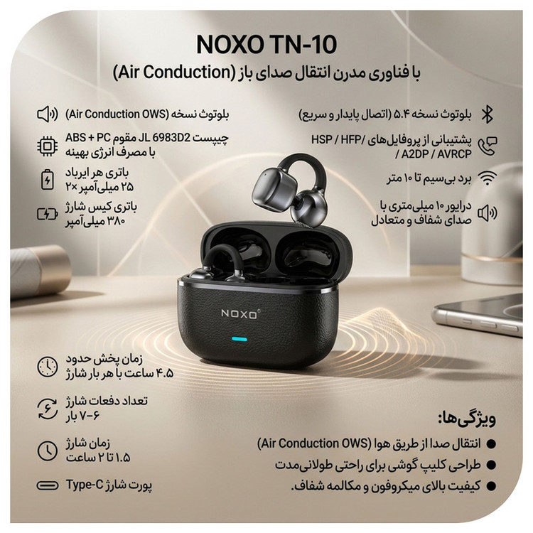 هدفون بلوتوثی القایی نوکسو مدل TN‑10 OWS