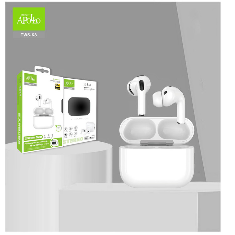 هدفون بلوتوثی موزیک آپولو مدل TWS-K8 ANC PRO3