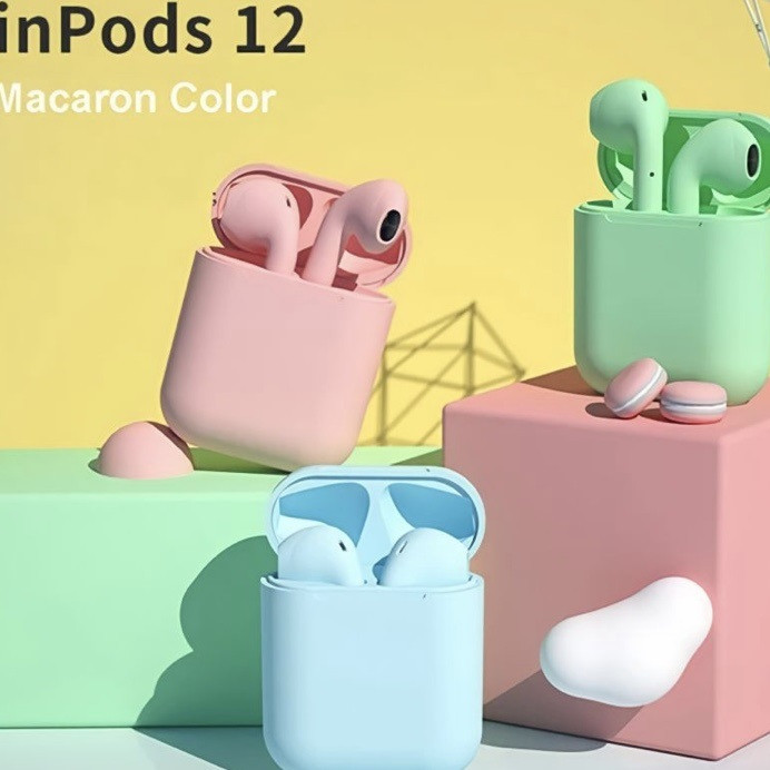 هدفون بلوتوثی مدل inpods 12 بدون قابلیت نویز کنسلینگ، درگاه شارژ لایتنینگ، تا 5 ساعت عمر باتری، امکان استفاده به صورت پاوربانک، کنترل لمسی، مقاوم در برابر رطوبت و عرق