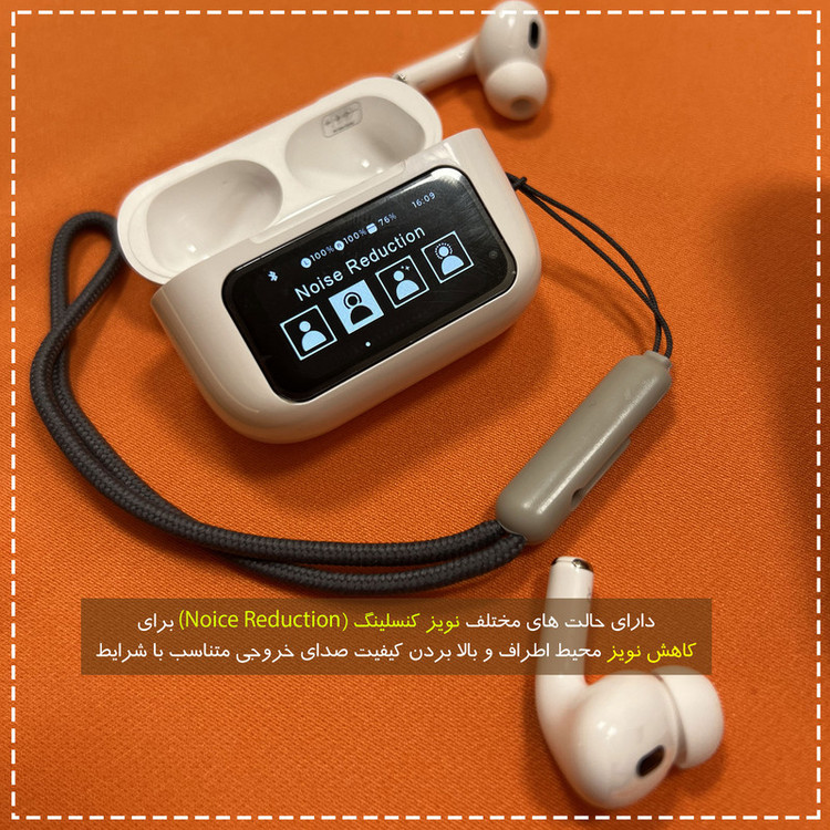 هدفون بلوتوثی مدل PJD Pro2nd V5.4 Light دارای نویز کنسلینگ فعال (ANC)، درگاه شارژ USB Type-C، شارژ بی سیم، پشتیبانی از فرمان لمسی، نمایشگر روی صفحه محفظه شارژ، نشانگر LED