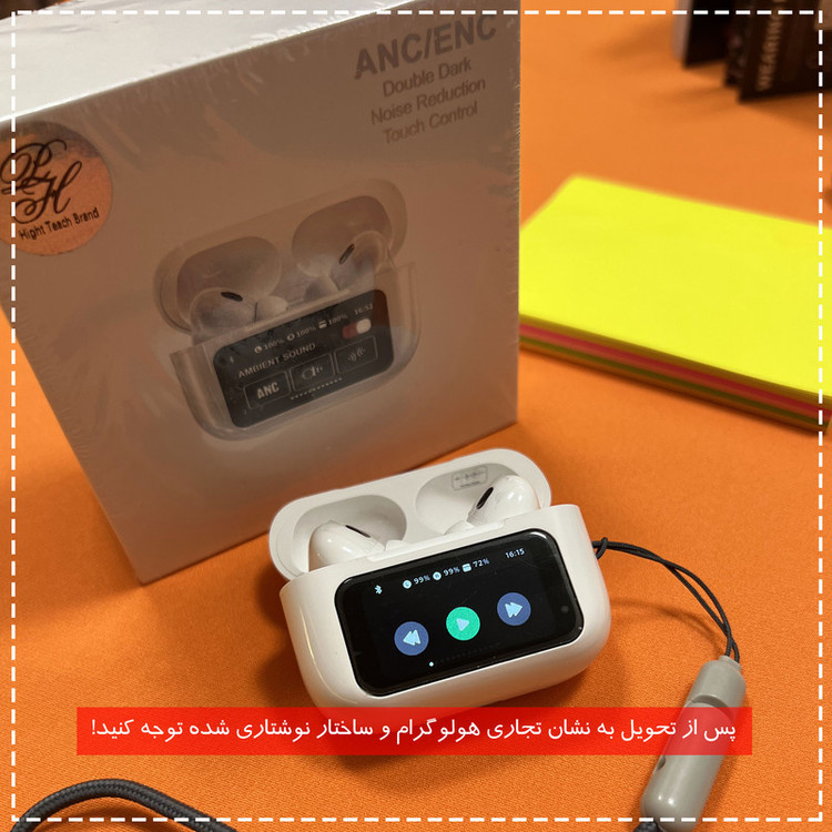 هدفون بلوتوثی مدل PJD Pro2nd V5.4 Light دارای نویز کنسلینگ فعال (ANC)، درگاه شارژ USB Type-C، شارژ بی سیم، پشتیبانی از فرمان لمسی، نمایشگر روی صفحه محفظه شارژ، نشانگر LED