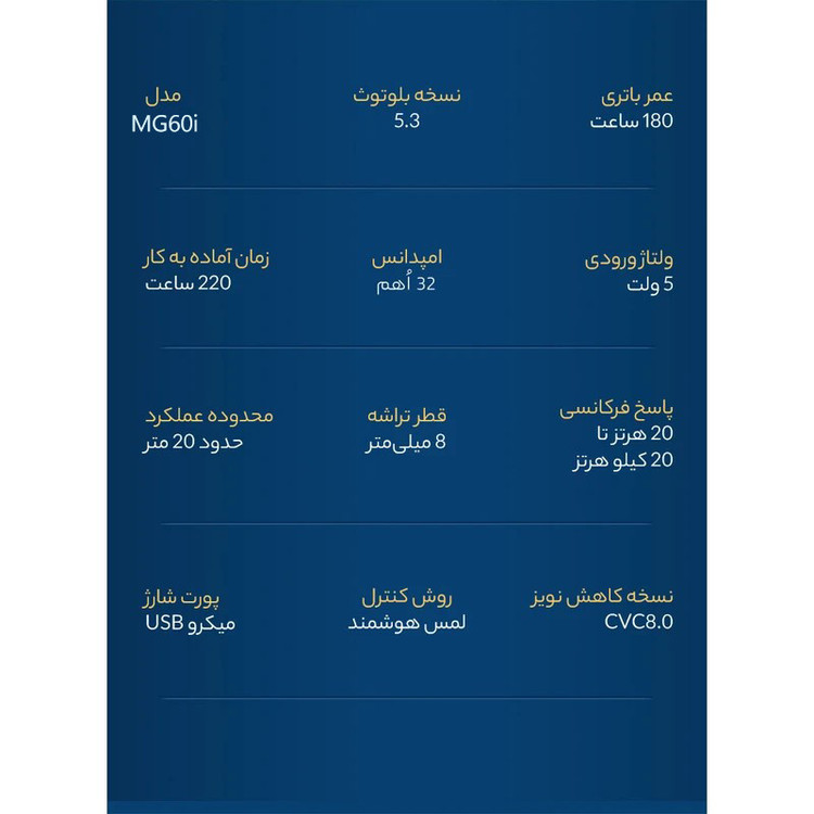 هدفون بلوتوثی مدل MG60i