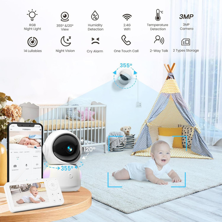 مانیتور و دوربین اتاق کودک مدل MY07 مجموعه دو عددی