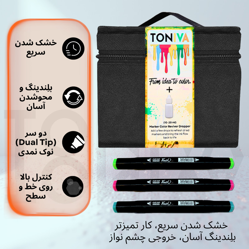 ماژیک راندو تونیوا مدل Touch 60 به همراه محلول احیای ماژیک مجموعه ۶۰ عددی
