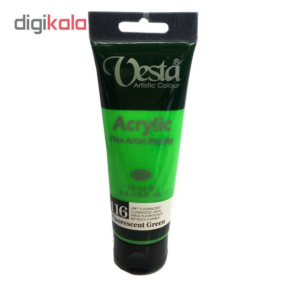 رنگ اکریلیک وستا مدل flourescent green 116 حجم 75 میلی لیتر