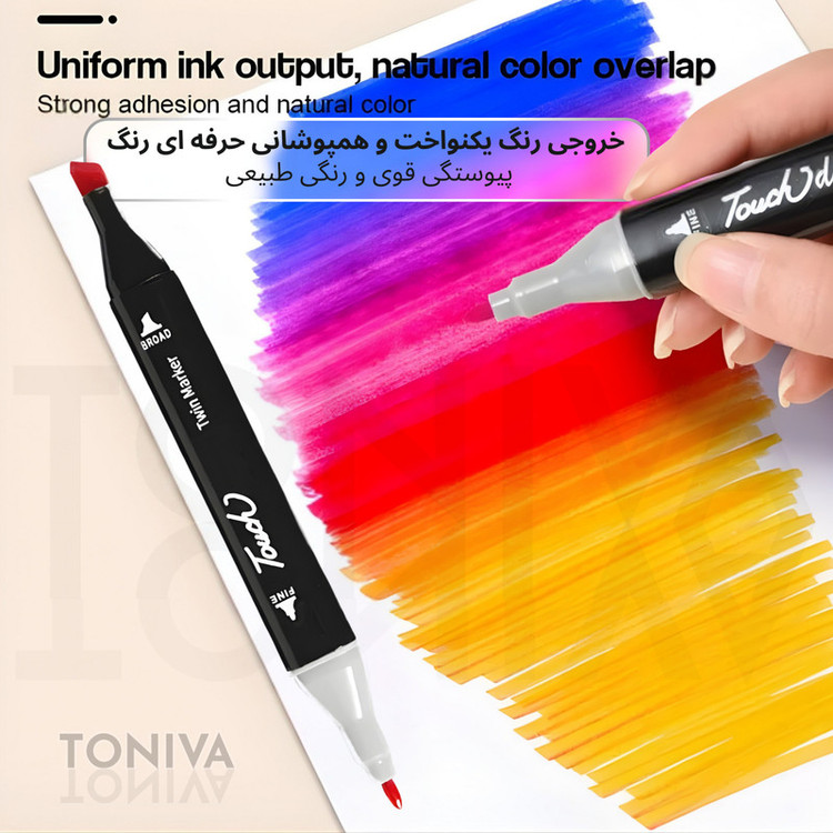 ماژیک راندو تونیوا مدل Touch 48 به همراه محلول احیای ماژیک مجموعه ۴۸ عددی