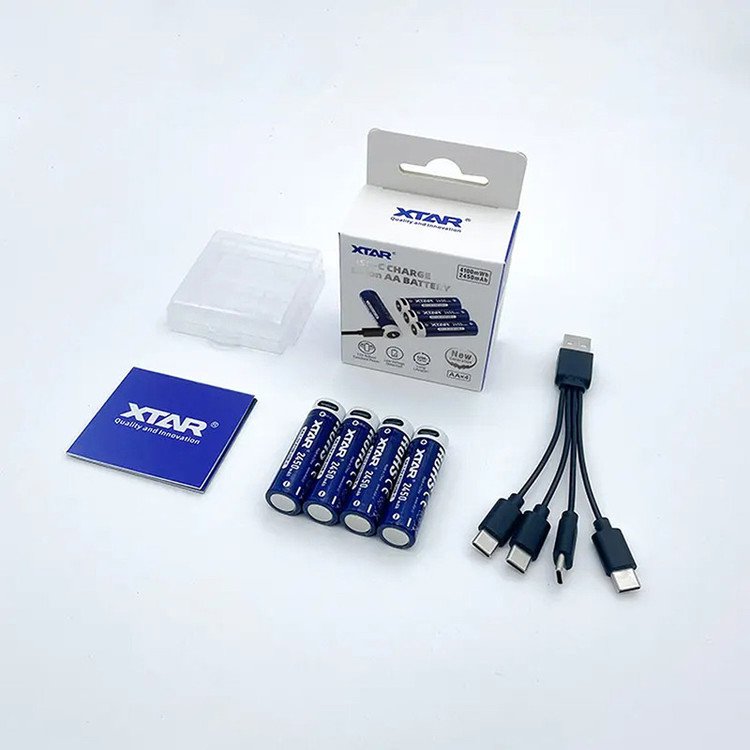 باتری قلمی قابل شارژ اکستار مدل 1.5V AA 2450mAh Type-C بسته ۴ عددی