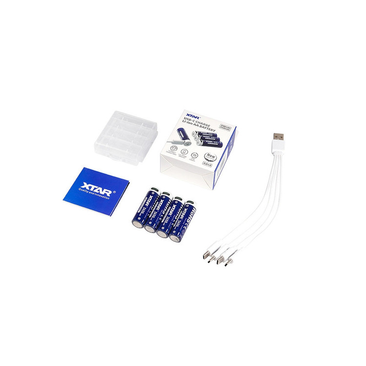 باتری قلمی قابل شارژ اکستار مدل 1.5V AA 2450mAh Type-C بسته ۴ عددی