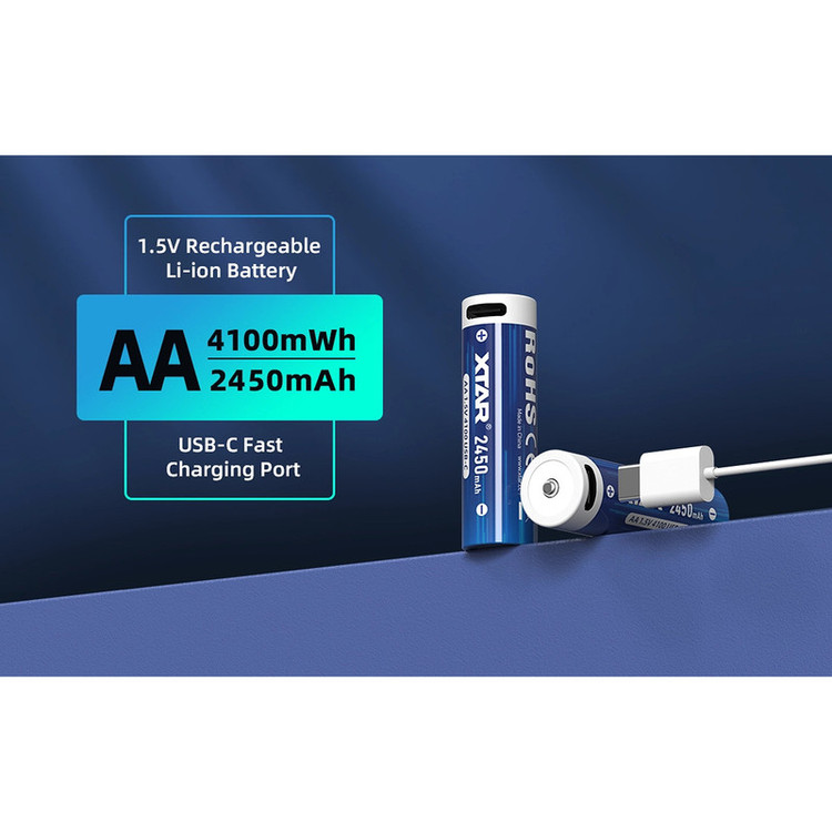 باتری قلمی قابل شارژ اکستار مدل 1.5V AA 2450mAh Type-C بسته ۴ عددی