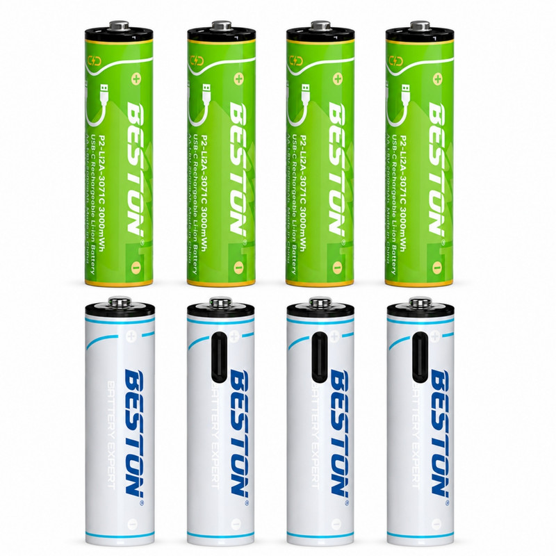 باتری قلمی و نیم قلمی قابل شارژ بستون مدل USB-TYPE C-1.5 بسته ۸ عددی