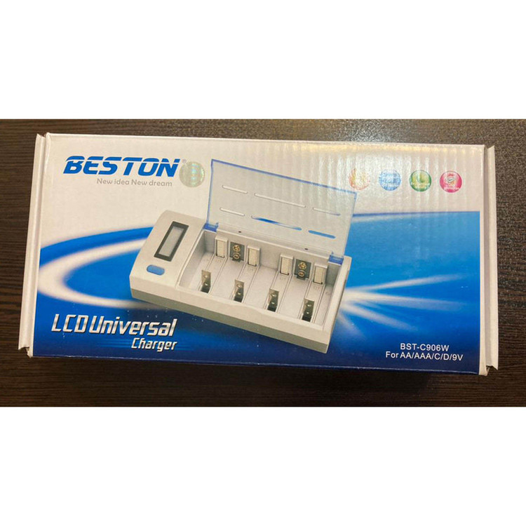 شارژر باتری بستون مدل BST-C906W به همراه باتری نیم قلمی بسته 2 عددی