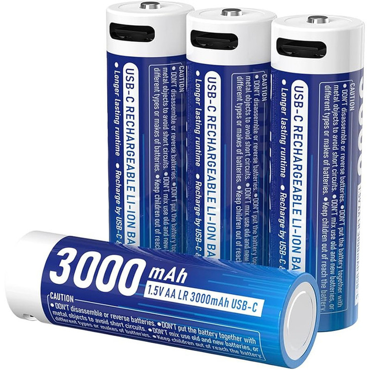 باتری قلمی قابل شارژ اکستار مدل 1.5V AA 3000mAh Type-C بسته ۴ عددی