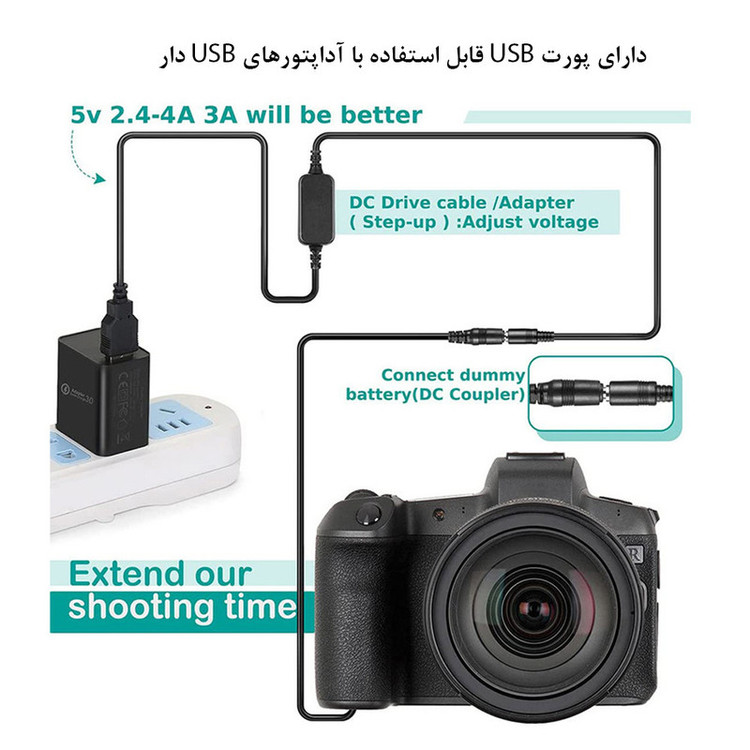 شارژر باتری دوربین مدل Power bank Coupler DR-E18