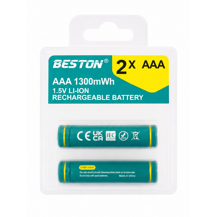 باتری قلمی و نیم قلمی قابل شارژ بستون مدل 1.5V-li-ion بسته ۸ عددی