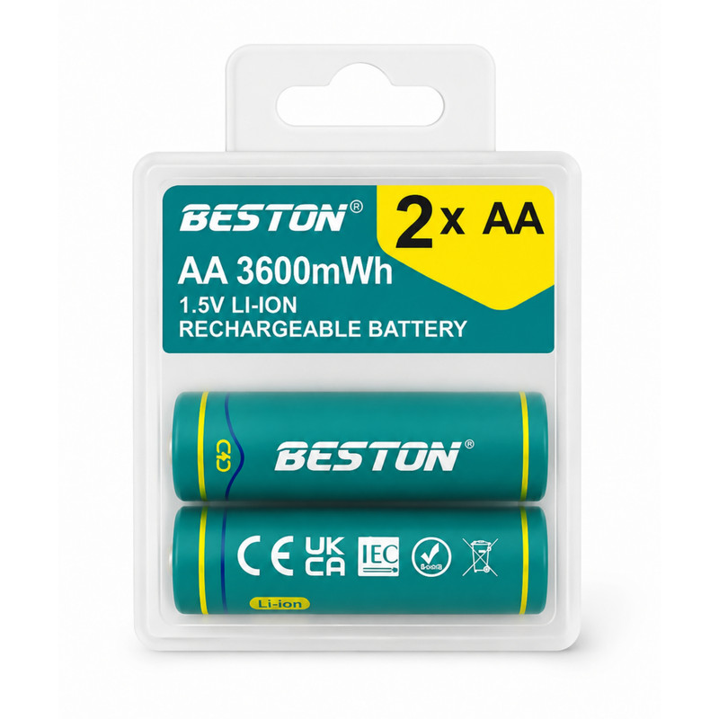 باتری قلمی و نیم قلمی قابل شارژ بستون مدل 1.5V-li-ion بسته ۸ عددی