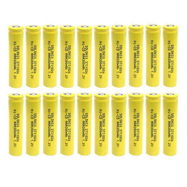 باتری نیم قلمی قابل شارژ سولونیکس مدل صنعتی 300mAh سرتخت مجموعه 20 عددی