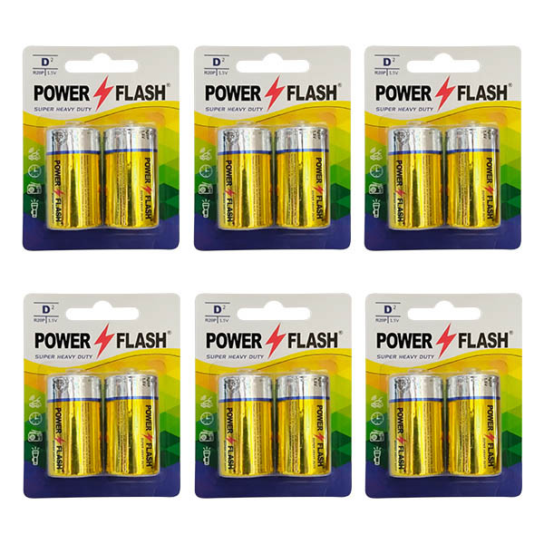 باتری D پاور فلش مدل Heavy Duty-D بسته 12 عددی