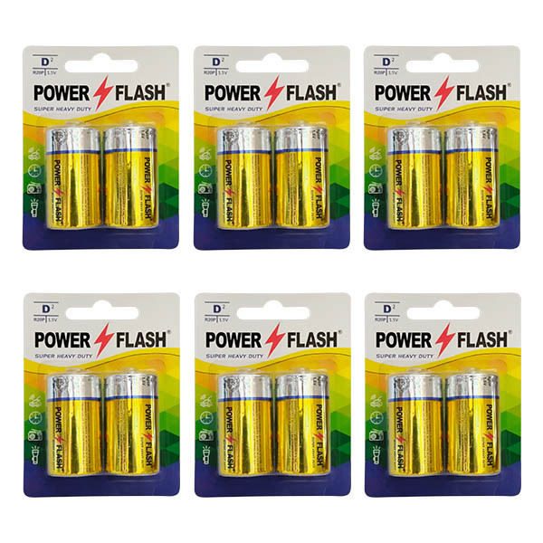 باتری D پاور فلش مدل Heavy Duty-D بسته 12 عددی