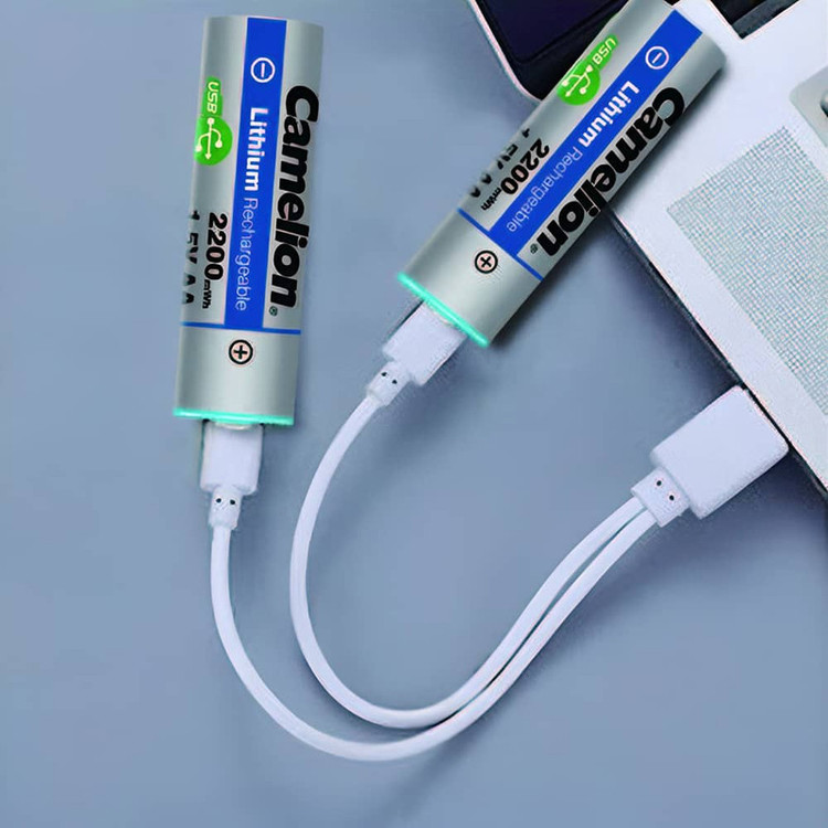 باتری قلمی قابل شارژ کملیون مدل USB-TYPE C 2200MAH بسته ۲ عددی