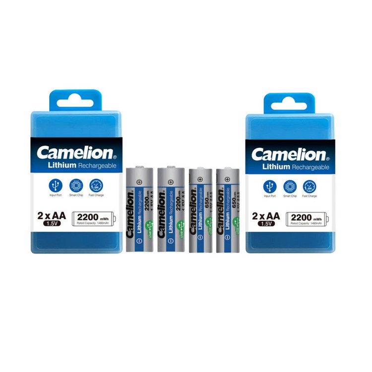 باتری قلمی قابل شارژ کملیون مدل USB-TYPE C 2200MAH بسته ۲ عددی