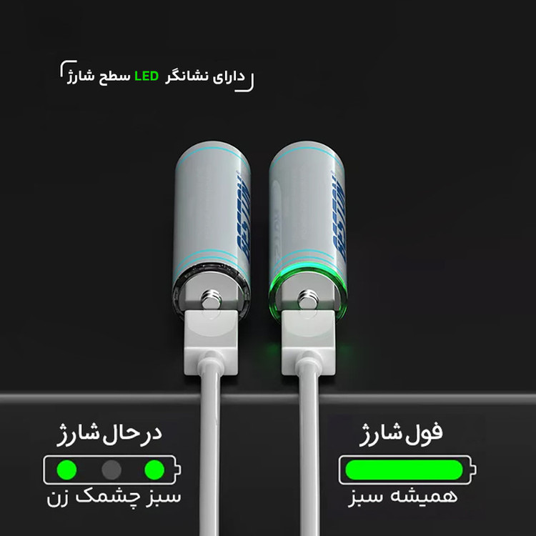 باتری قلمی قابل شارژ بستون مدل type C بسته 4 عددی