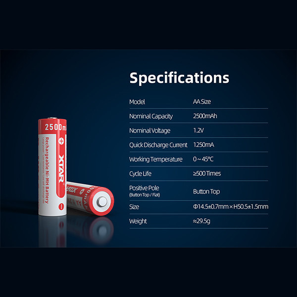 باتری قلمی قابل شارژ اکستار مدل 1.2V AA 2500mAh بسته چهار عددی