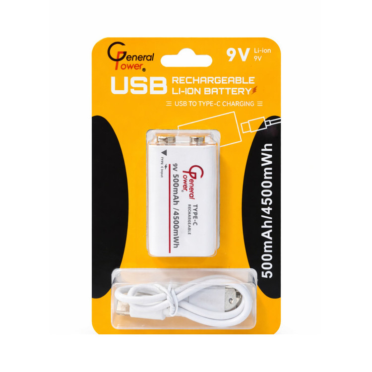 باتری کتابی قابل شارژ جنرال پاور مدل 9V-USB-TYPE C