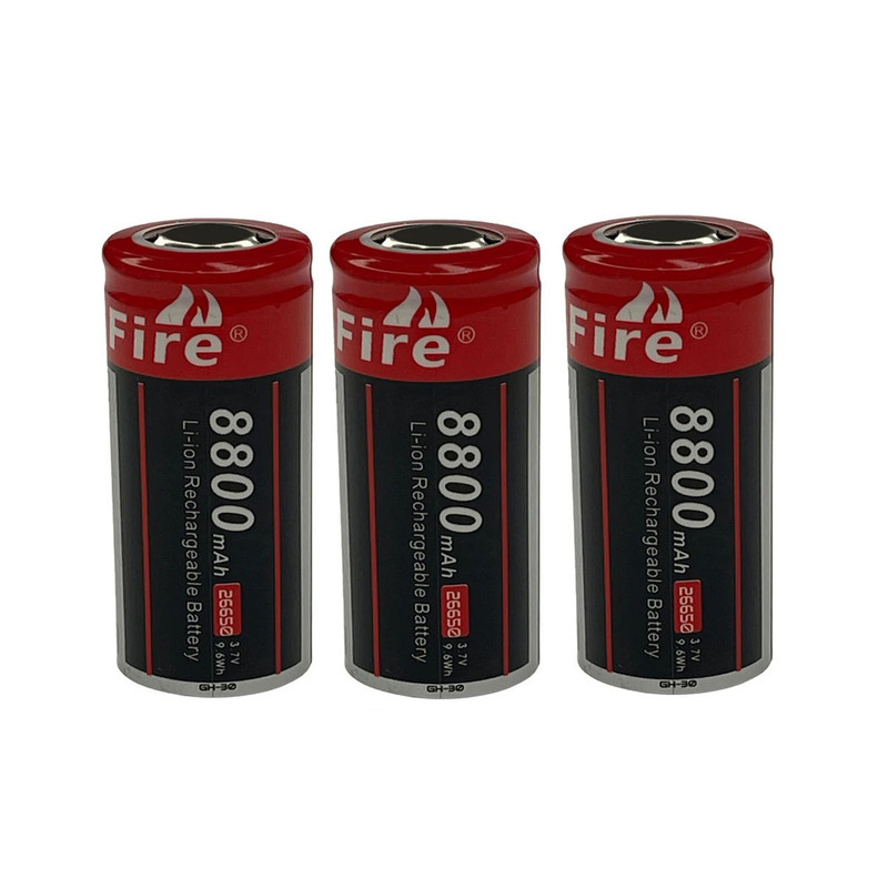 باتری لیتیومی قابل شارژ کولیت فایر مدل 26650 کد 3.7v ظرفیت 8800 میلی‌آمپرساعت بسته 3 عددی