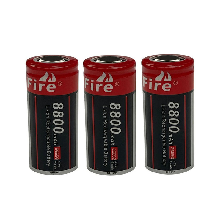 باتری لیتیومی قابل شارژ کولیت فایر مدل 26650 کد 3.7v ظرفیت 8800 میلیآمپرساعت بسته 3 عددی